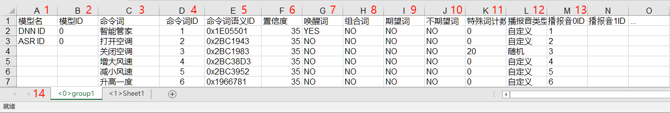 命令词信息表文件