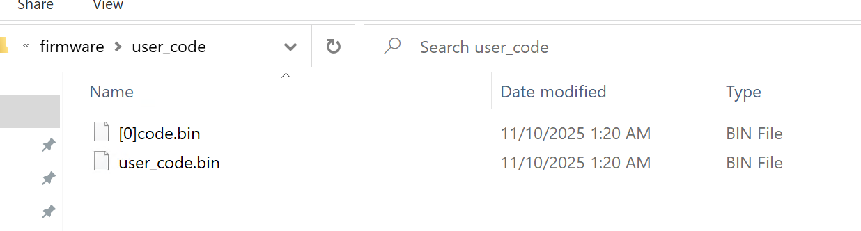 user_code.bin Generation